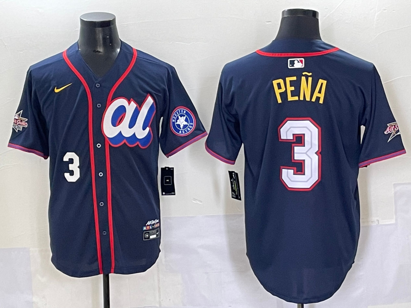 Men 2025 Houston Astros #3 Pena Drak Blue All star Nike MLB Jersey style 8->women mlb jersey->Women Jersey